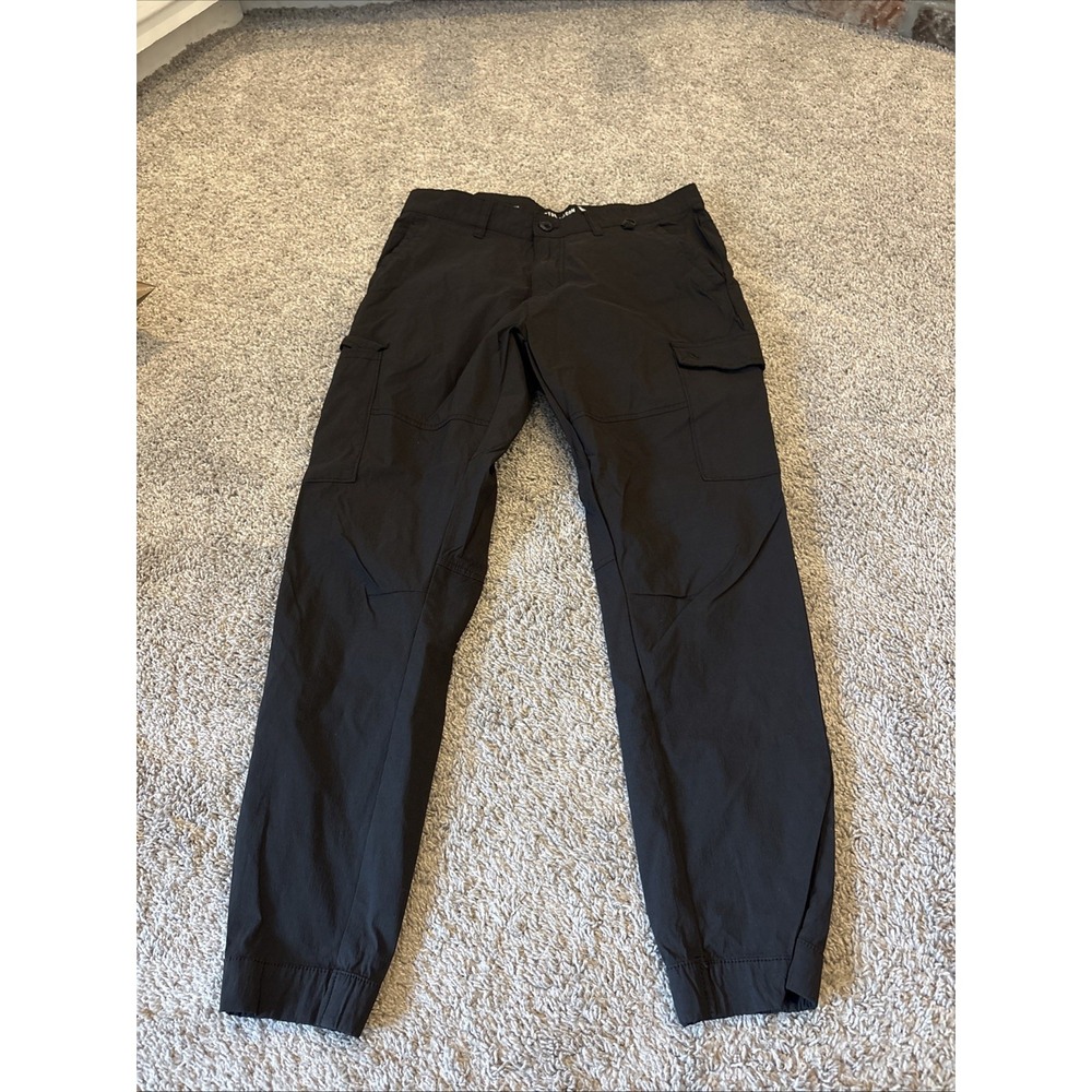 Stone Falcon Track Pants Slim Fit Performance Cargo Black Jogger - Men's 34x28